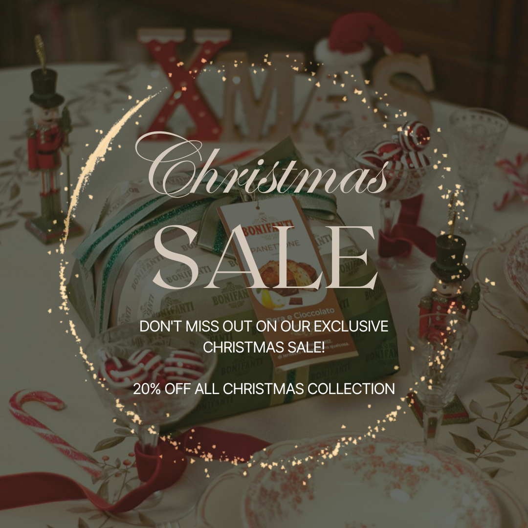 Christmas sale advertisement with festive decorations and a gift box.