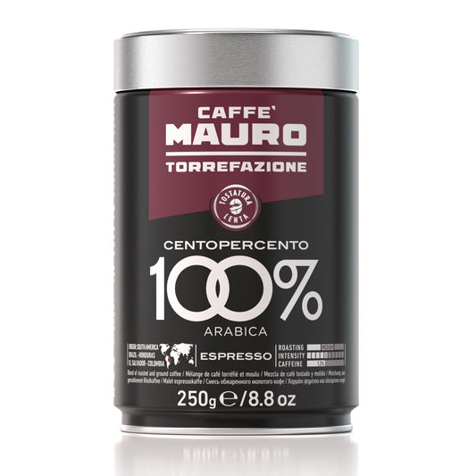 Caffe Mauro Centopercento 100% Arabica - 250g Ground Tin