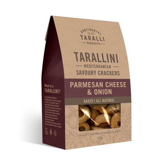 Continental Tarallini Biscuits 125g Parmesan Cheese and Onion - Frankies Pantry and Cellar